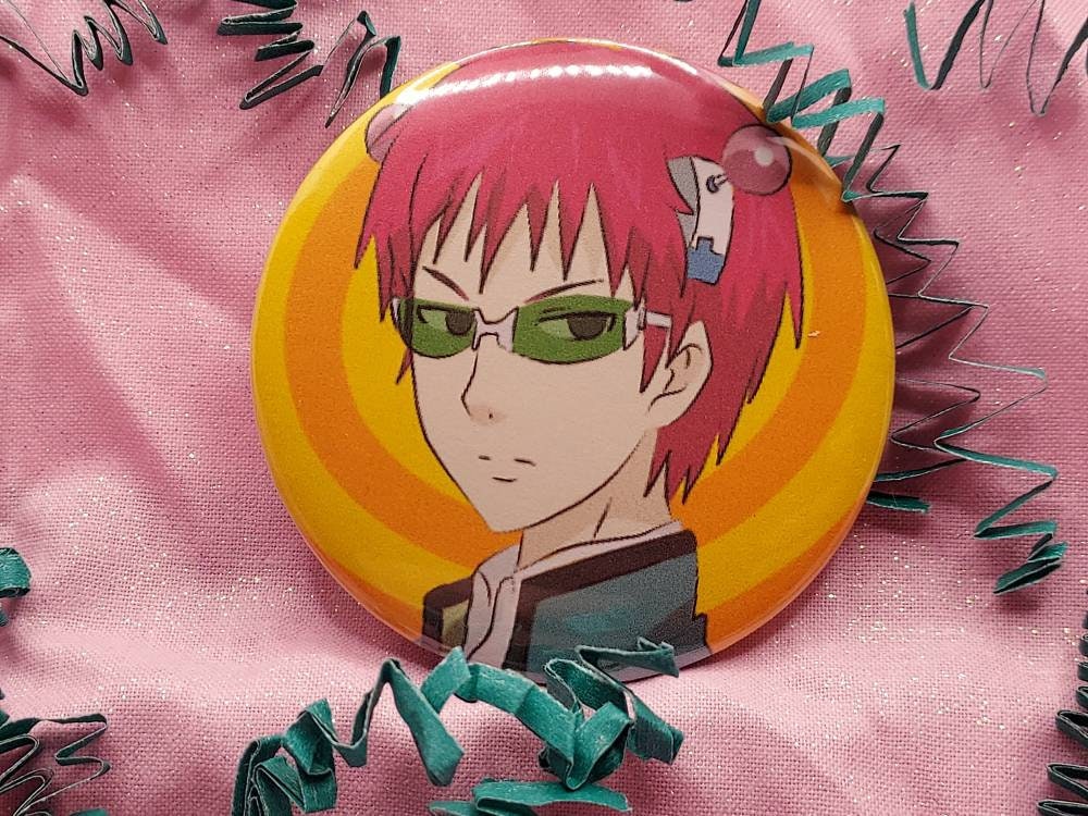 Saiki K Anime 2.25 inch Pin Back Buttons WITH FREE STICKER