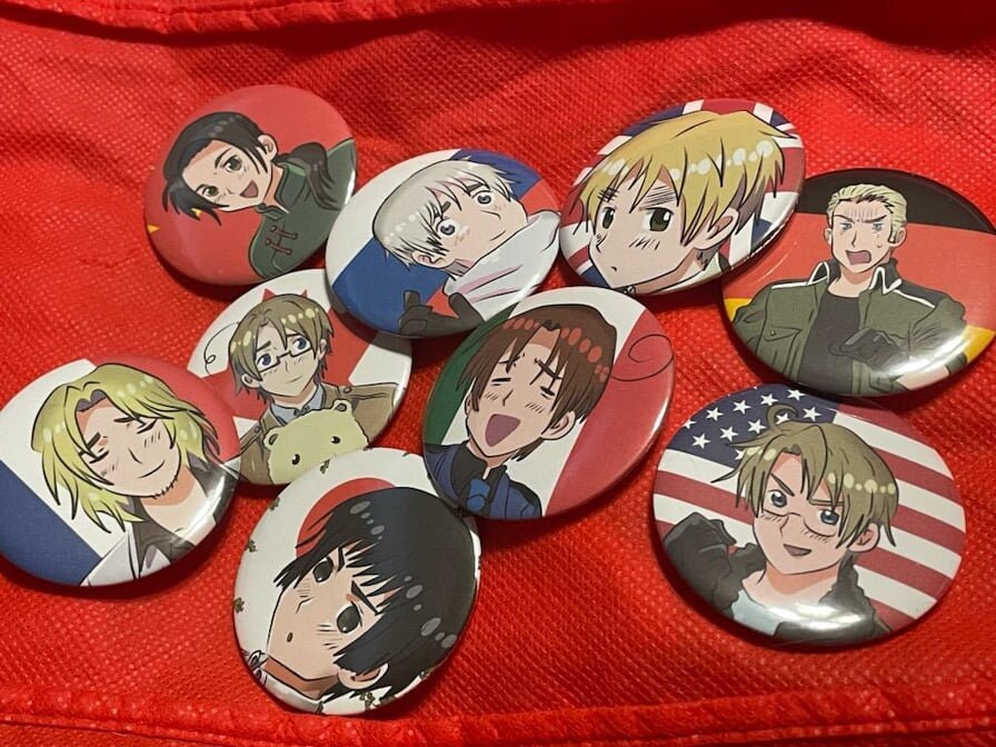 Hetalia Large 2.25 inch Pin Back Buttons