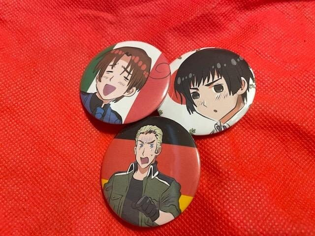 Hetalia Large 2.25 inch Pin Back Buttons