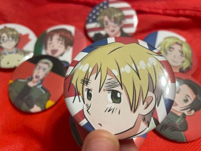 Hetalia Large 2.25 inch Pin Back Buttons