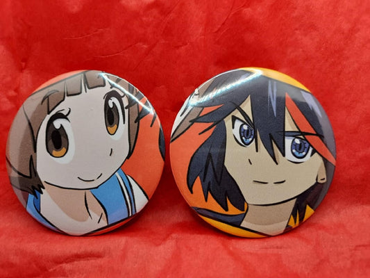 Mako and Ryuko Best Friend Pin Back Buttons