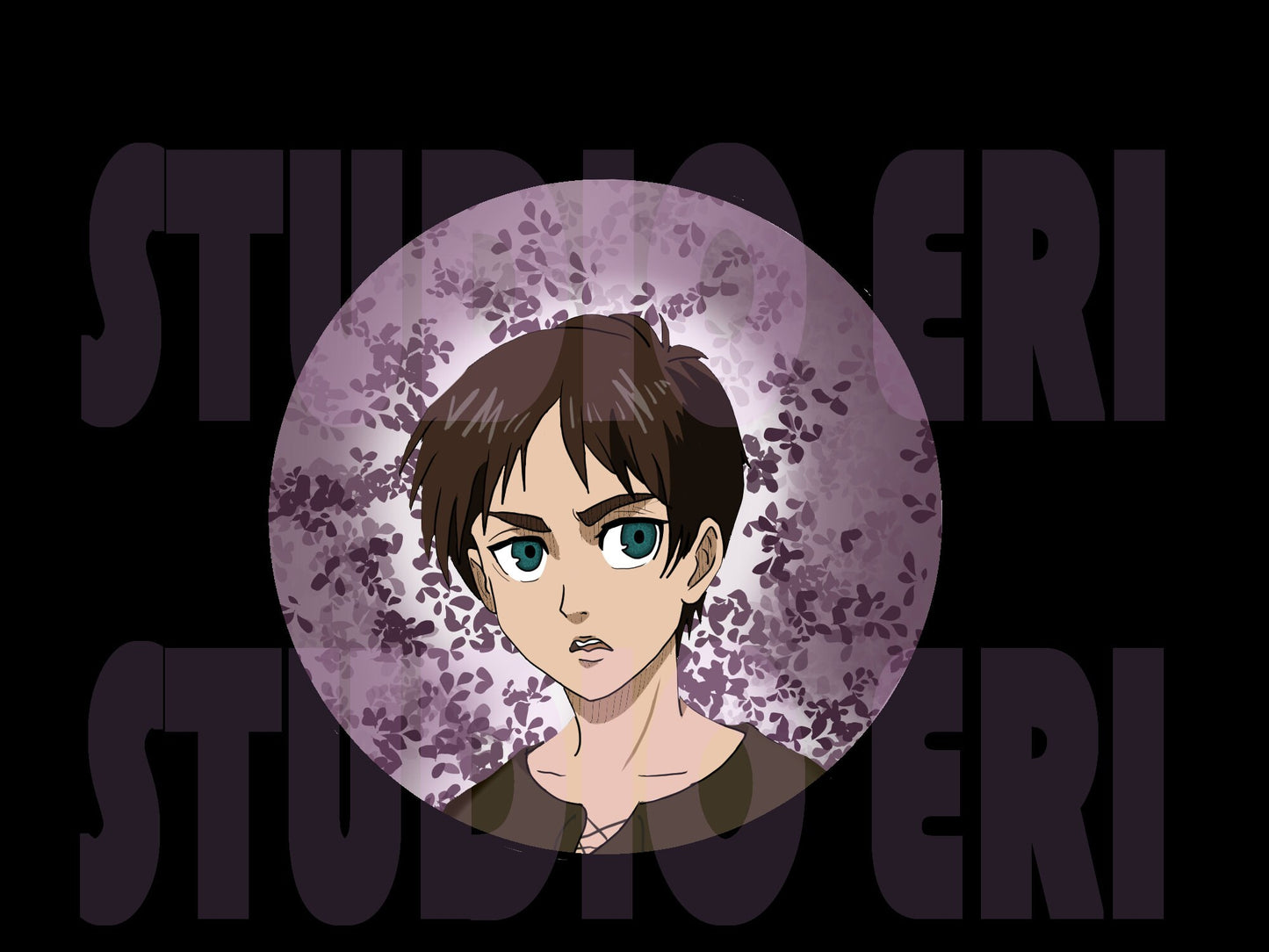 Eren, Mikasa and Armin 2.25 Pin Back Buttons with FREE STICKER