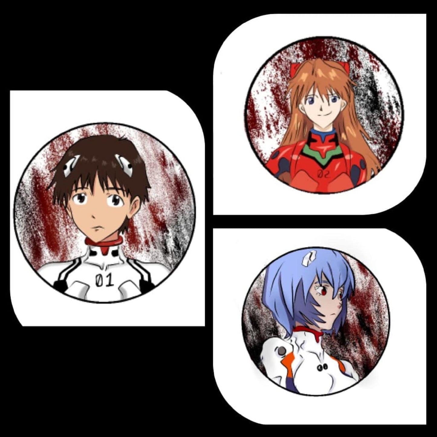 Evangelion 1 inch Mini Pin Back Buttons WITH FREE STICKER