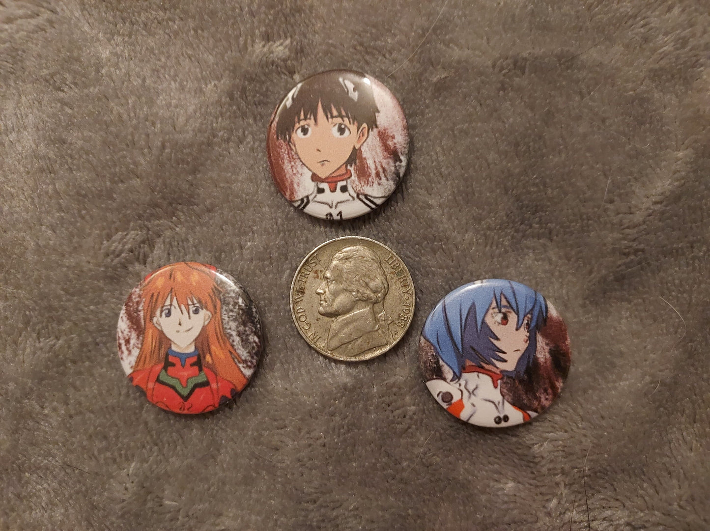 Evangelion 1 inch Mini Pin Back Buttons WITH FREE STICKER